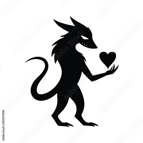 Tall lean mythical creature black silhouette graphic design