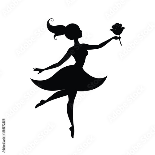 Graceful anime style ballerina silhouette dancing elegantly