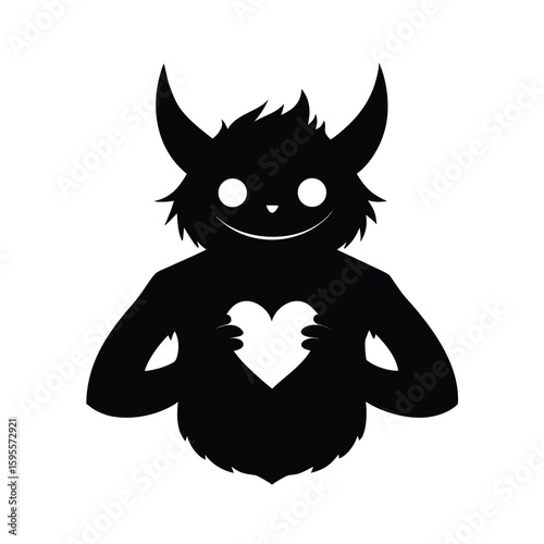 Furry humanoid creature black silhouette graphic design
