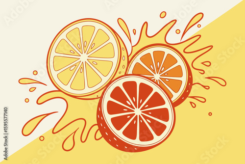 Fresh Citrus Slices with Splashing Juice.