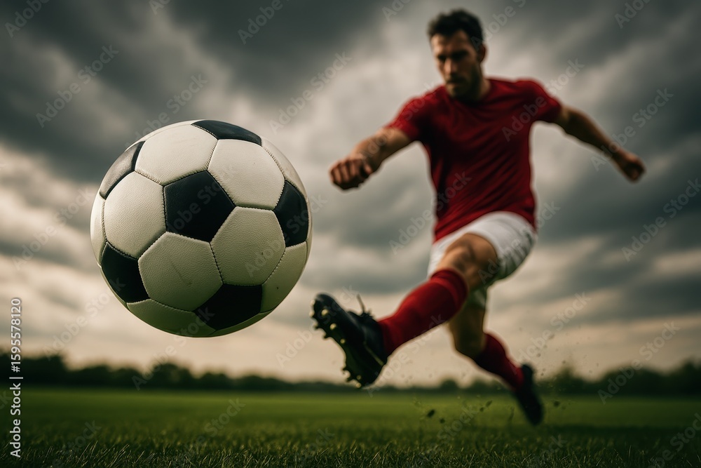 Dynamic soccer ball banner composition with athletic energy and sports excitement Dynamic soccer ball banner composition with athletic energy and sports excitement