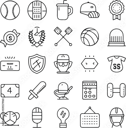 Collection of Sports and Business Icons baseball cricket wicket