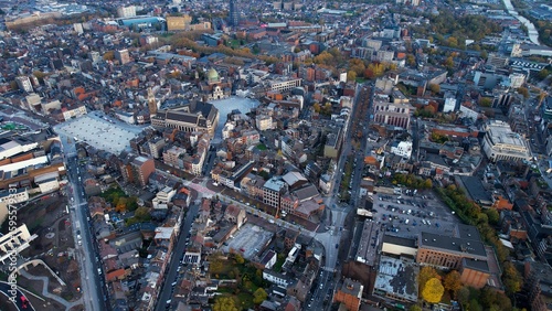 Fototapeta Naklejka Na Ścianę i Meble -  Aerial panorama view of the city Charleroi in Belgium on a sunny autumn afternoon 