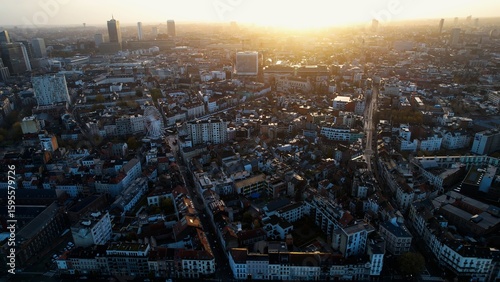 Fototapeta Naklejka Na Ścianę i Meble -  Aerial view of the city Brussels in Belgium on a sunny autumn morning 