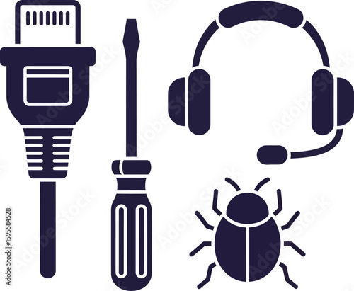 Vector art of tools for computer repair isolated on white background