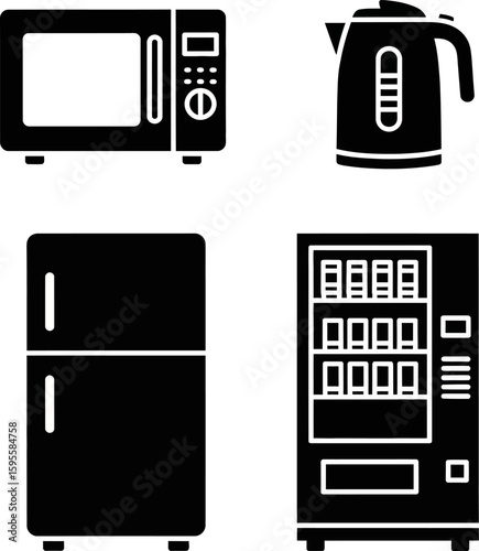 Vector art of kitchen appliances isolated on white background