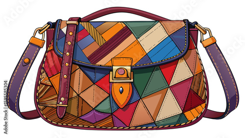 Leather bag women, Handmade patchwork crossbody bag hand sewn from suede and leather,