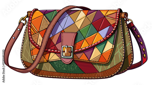Leather bag women, Handmade patchwork crossbody bag hand sewn from suede and leather,