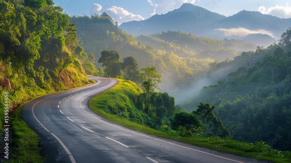 Fototapeta premium Peaceful Road Trip Through Mountain