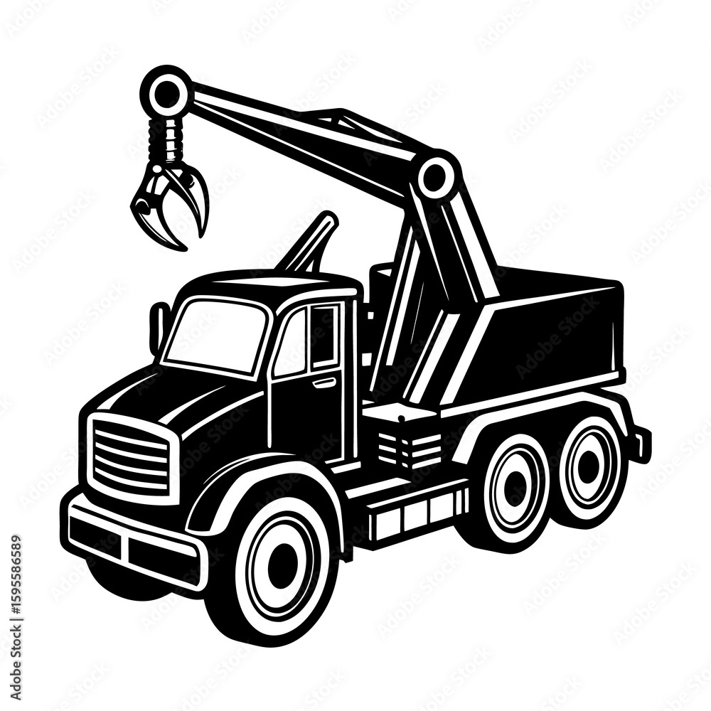 Naklejka premium crane truck claw hand industrial cartoon