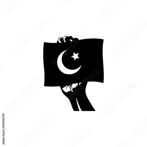 hand holding pakistani flag