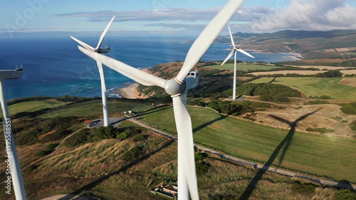 Cinematic Drone Shot of Windmill Farm at Golden Hour
