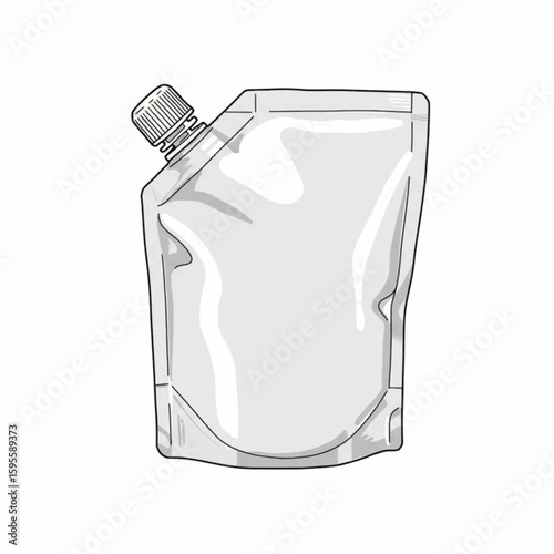 Minimalist line art doypack with spout – SVG vector of flexible stand-up pouch for drink, sauce, or cosmetic product packaging design