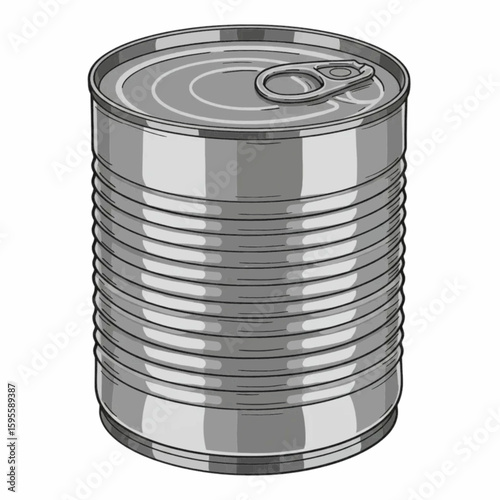 Sealed tin can with ring pull – line art packaging mockup in SVG format for preserved food and branding illustrations