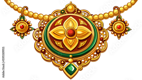 Gold necklace with intricate pendant