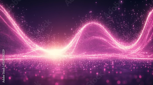 Pink glittering waves of light on a dark background.