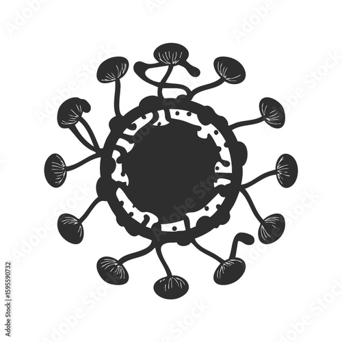 Virus Structure Silhouette Illustration. Microbiology And Pathogen Concept Isolated Vector Illustration