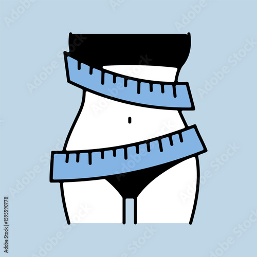 Elegant women's waist with measuring tape icon