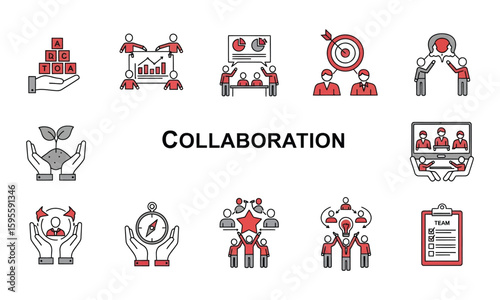 Teamwork business concepts icons collaboration meeting