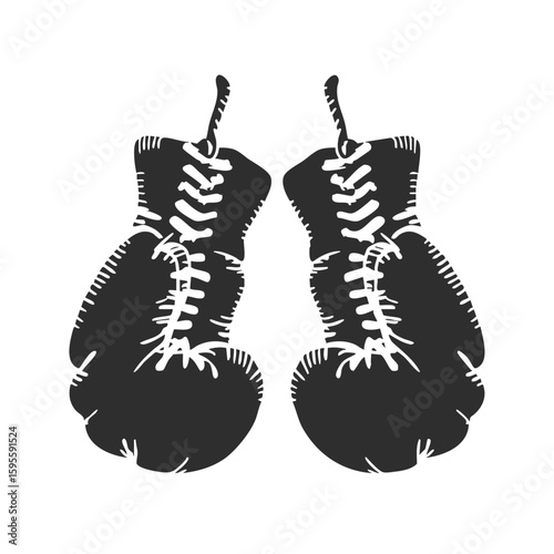 Boxing Gloves Silhouette Illustration. Symbol Of Strength And Combat Sports Isolated Vector Illustration