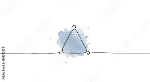 Gestalt psychology - three dots forming a triangle symbolizing closure and simplicity, abstract one line doodle watercolor vector illustration

