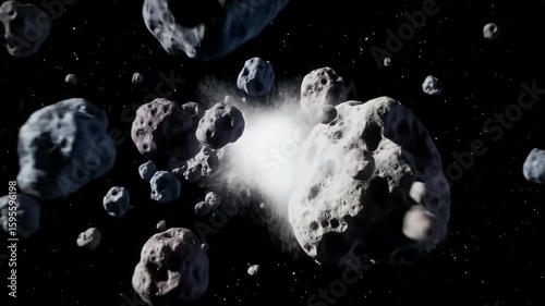 Celestial bodies colliding in the vastness of space