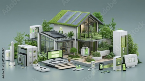 Innovative Smart Home with Eco-Friendly Design and Solar Panels
