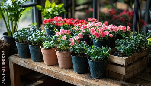Wallpaper Mural Vibrant Blooms in Terracotta Pots: A Greenhouse Oasis Torontodigital.ca