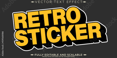 Retro sticker text effect, editable 70s and 80s text style
