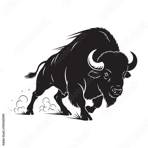 American bison from the great plains in a powerful run vector