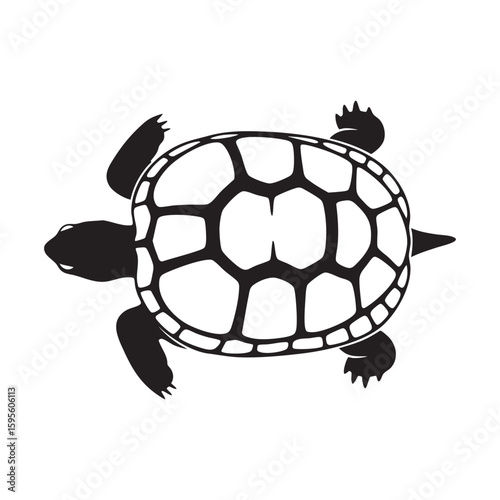 A simple top down icon of a swimming turtle vector graphic