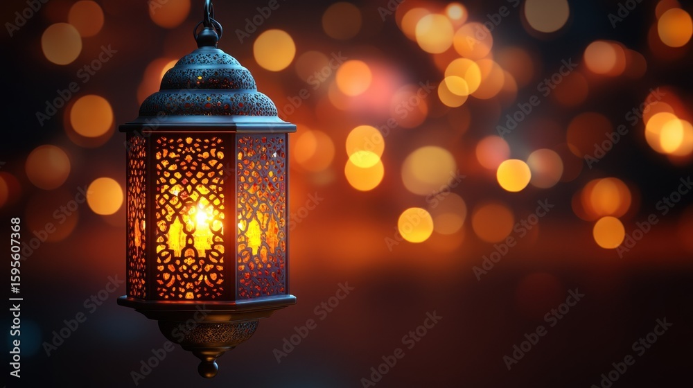 Fototapeta premium Glowing Ramadan Lantern: A Festive Celebration