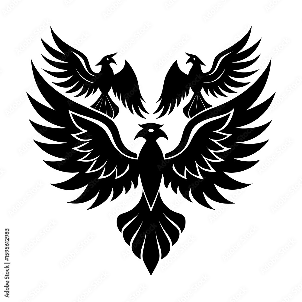 Obraz premium Phoenix Black Wings Silhouette Vector Set
