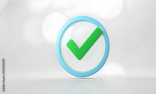 Wallpaper Mural Green checkmark icon in light blue circle Torontodigital.ca