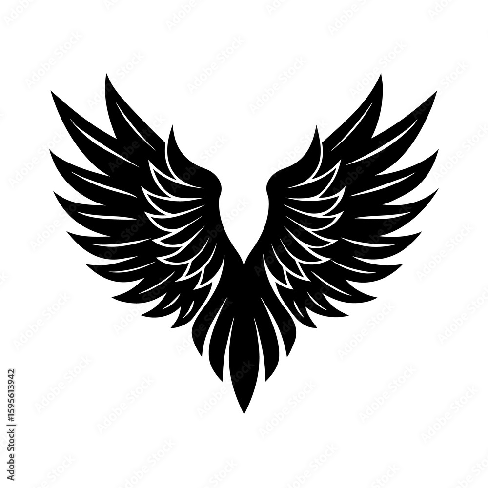 Obraz premium Shadow Black Wings Silhouette Vector Set