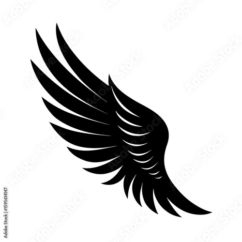 Side Profile Black Wings Silhouette Vector Set