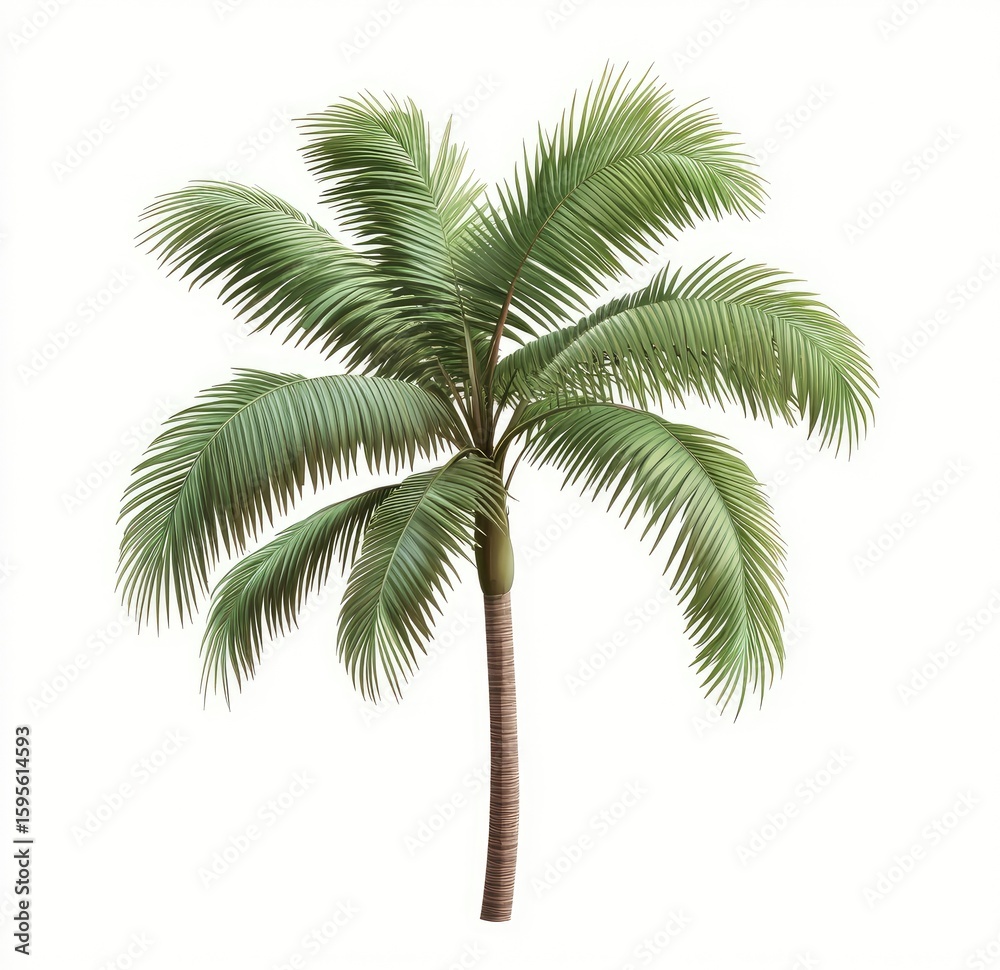 Naklejka premium Isolated palm tree with vibrant green leaves