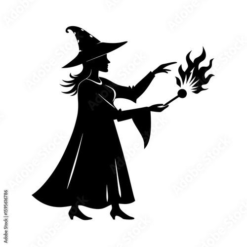 Witch Casting Magic Spell Vector