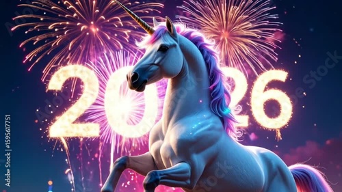 Unicorns at night, fireworks and 2026