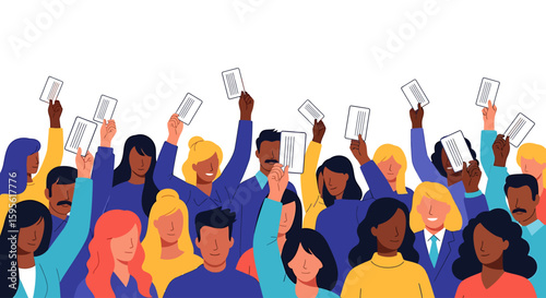 People Raised Hands Illustration