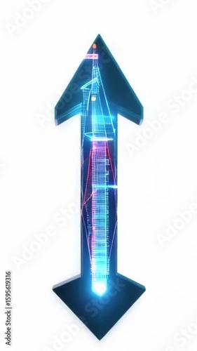 Futuristic neon wireframe number one glowing red and white with blue light streak and particle