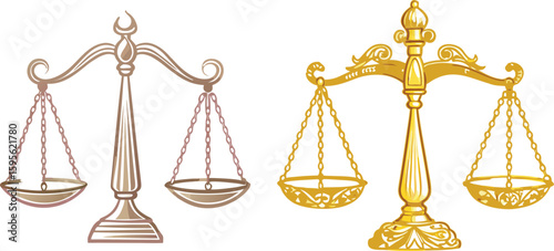 golden scales of Justice  in court vector illustration 