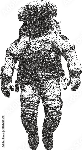 Astronaut retro y2k stipple design space halftone brutalist urban vector png with clear background, galaxy 2000s photocopy grunge tattoo gen z effect