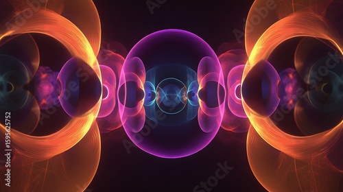 Abstract glowing shapes, symmetrical design