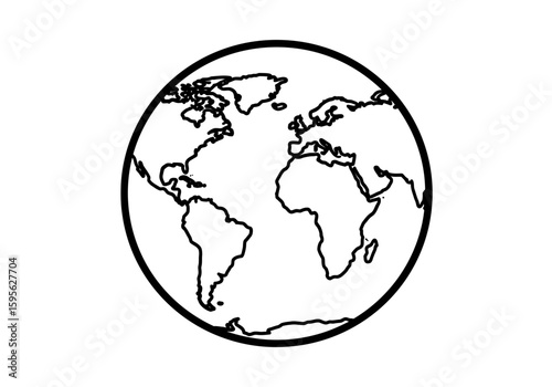 Simple Outline Drawing of Planet Earth Showing Continents Including North America South America Europe Africa Asia Australia and Antarctica