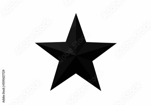 A simple yet striking graphic featuring a five-pointed black star with a subtle metallic sheen against a pure white background making it stand out with bold elegance and modern design
