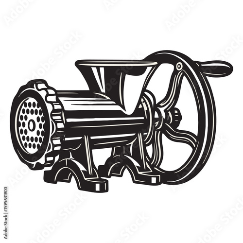 silhouette image of meat grinder machine with transparent background