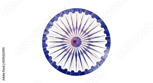 Stylized Ashoka Chakra, India's national emblem, depicted in a circular design with blue and white hues.