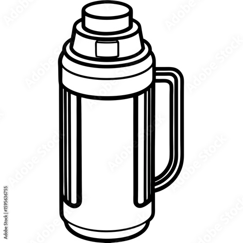 Insulated Flask Icon – Line Art Vector
