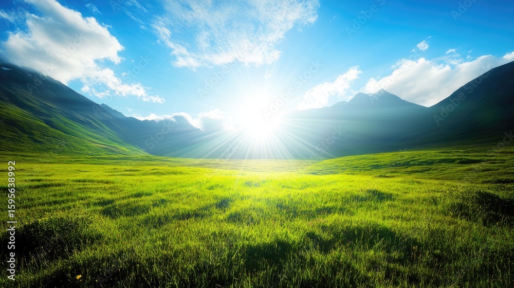 Obraz premium mountain view decorated with sunlight and clouds